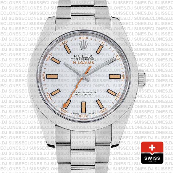 Rolex Milgauss Stainless Steel White Dial Rolex Replica Watch