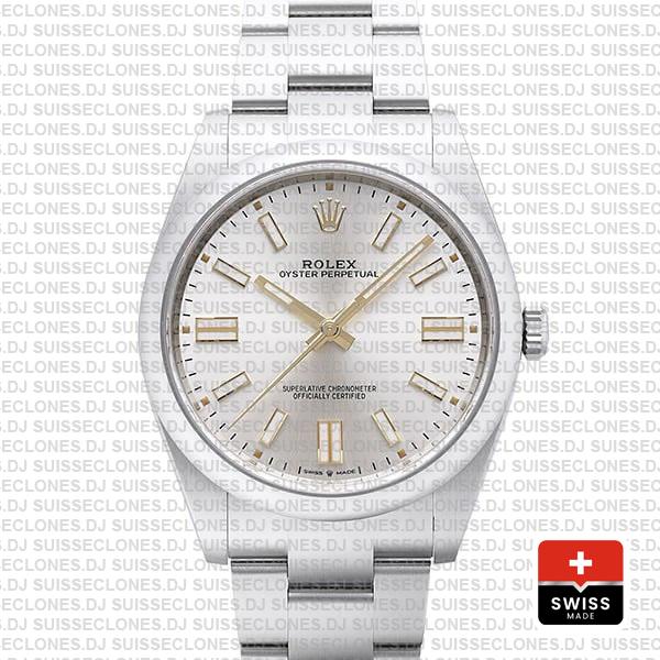 Rolex Oyster Perpetual 41mm Ref: 124300 Silver Dial 904l Steel Swiss Replica Superclone Watch