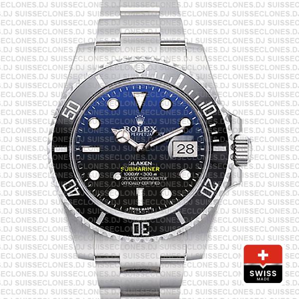 Rolex Submariner Blaken D-Blue Dial | 904L Steel Rolex Watch