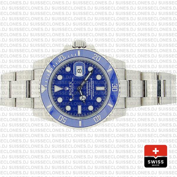 Rolex Submariner 18k White Gold Stainless Steel Blue Ceramic Bezel
