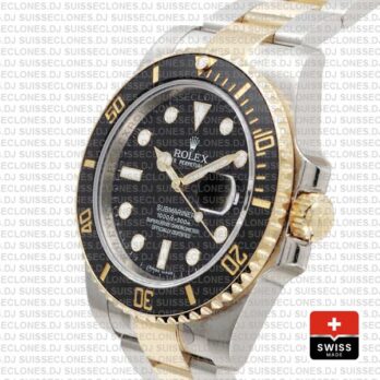 Rolex Submariner 2 Tone Black Dial Rolex Replica Watch