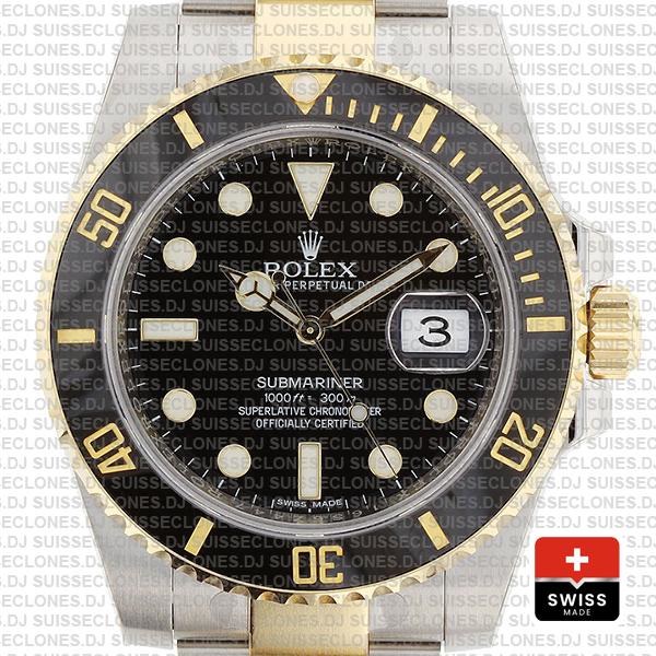 Rolex Oyster Perpetual Submariner 18K Yellow Gold 2 Tone 904L Steel Oyster Bracelet