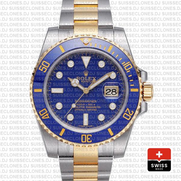 Rolex Submariner Yellow Gold 2 Tone Blue Dial Replica Watch