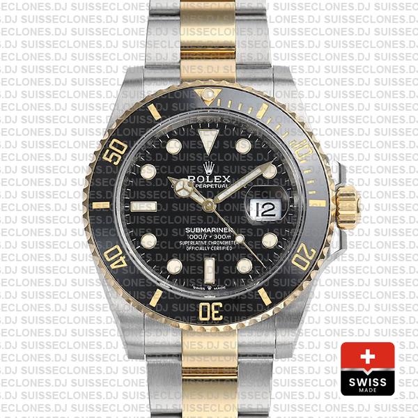 Rolex Submariner 2 Tone Black Dial 41mm Replica Watch