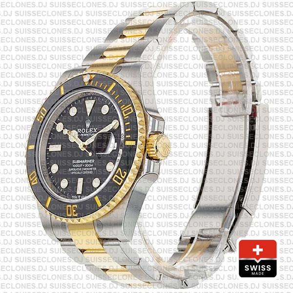 Rolex Submariner 2 Tone Black Dial 18K Yellow Gold Black Ceramic Bezel Oyster Bracelet