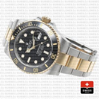 Rolex Submariner 2 Tone Black Dial 41mm Rolex Replica Watch