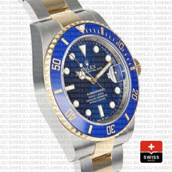 Rolex Submariner 2 Tone 18K Yellow Gold Wrap Blue Dial Replica Watch