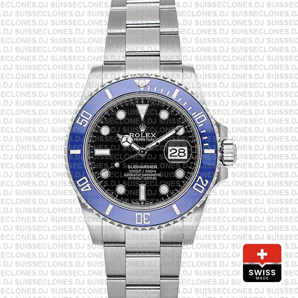 Rolex Submariner 18K White Gold Wrap 41mm 904L Steel Black Dial