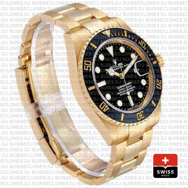Rolex Submariner 41mm 18k Yellow Gold Wrap 904l Steel Black Dial Ceramic Bezel 126618ln Swiss Replica Watch