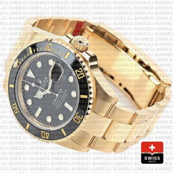 Rolex Submariner 41mm 18k Yellow Gold Wrap 904l Steel Black Dial Ceramic Bezel 126618ln Swiss Replica Watch