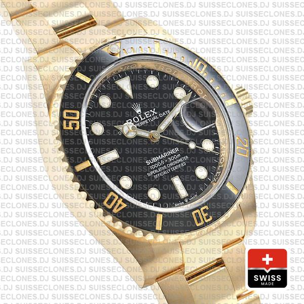 Rolex Submariner 41mm 18k Yellow Gold Wrap 904l Steel Black Dial Ceramic Bezel 126618ln Swiss Replica Watch