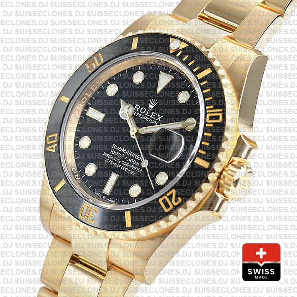 Rolex Submariner 41mm 18k Yellow Gold Wrap 904l Steel Black Dial Ceramic Bezel 126618ln Swiss Replica Watch