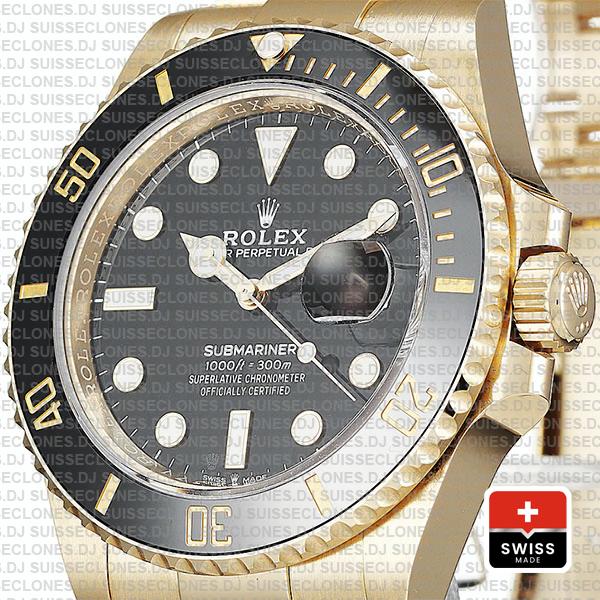 Rolex Submariner 41mm 18k Yellow Gold Wrap 904l Steel Black Dial Ceramic Bezel 126618ln Swiss Replica Watch