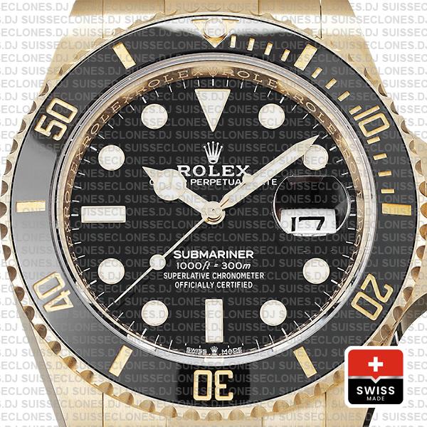 Rolex Submariner 41mm 18k Yellow Gold Wrap 904l Steel Black Dial Ceramic Bezel 126618ln Swiss Replica Watch