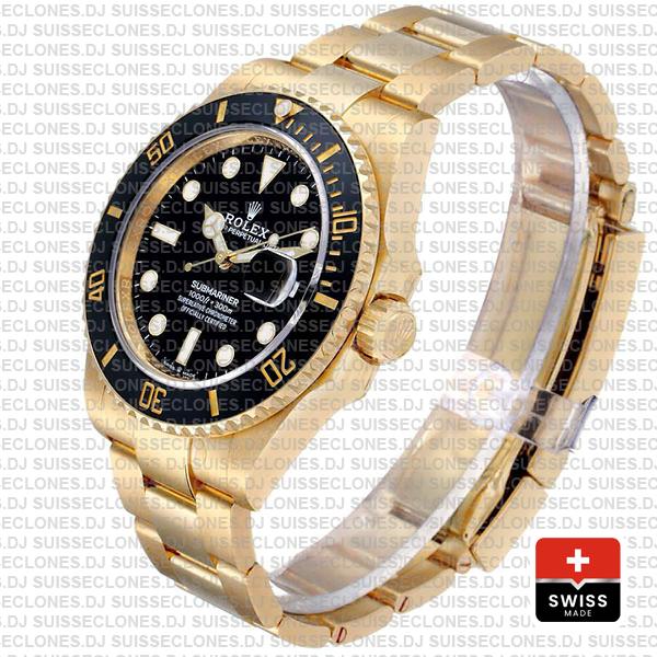 Rolex Submariner 41mm 18k Yellow Gold Wrap 904l Steel Black Dial Ceramic Bezel 126618ln Swiss Replica Watch