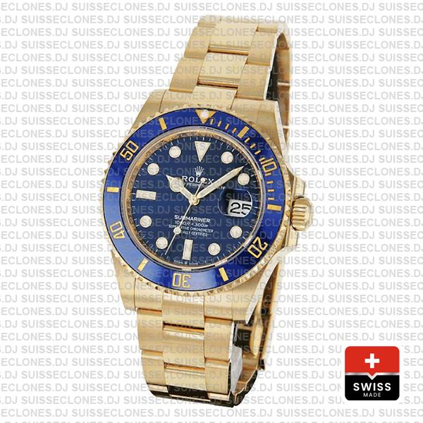 Rolex Submariner Gold Blue Ceramic Bezel Replica