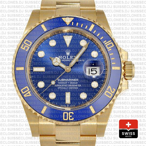 Rolex Submariner Gold Blue Ceramic Bezel Rolex Replica