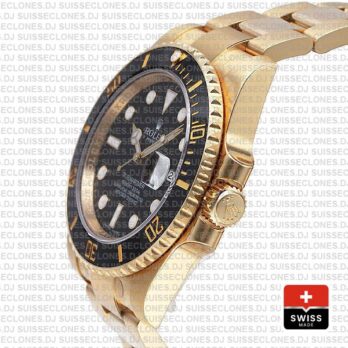 Rolex Submariner Black Dial 18k Yellow Gold Swiss Replica Watch