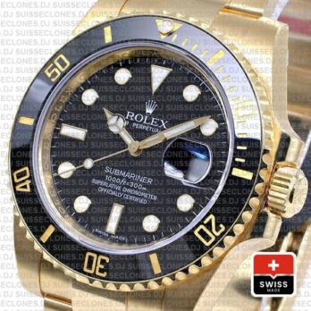 Rolex Submariner Black Dial 18k Yellow Gold Watch