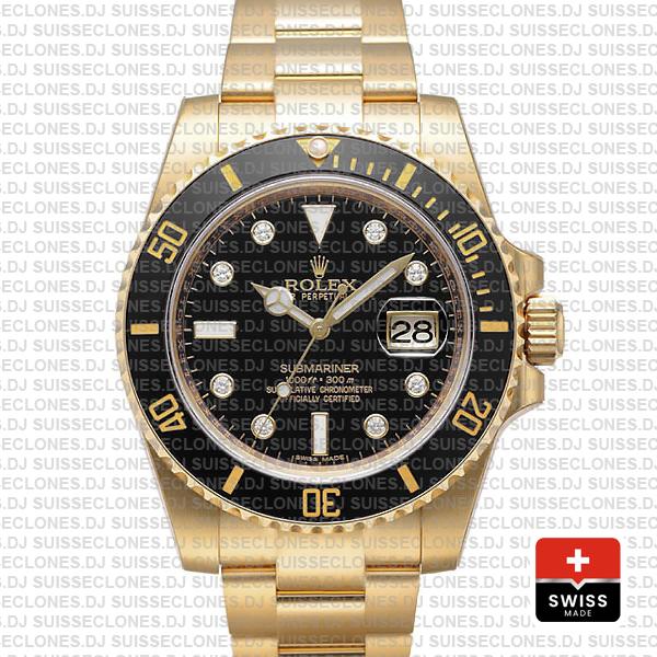 Rolex Submariner Diamonds Black Dial 40mm Date Watch