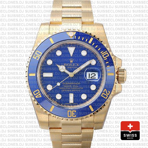 Rolex Submariner 18k Gold Blue Dial | Rolex Replica Watch