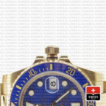 Rolex Submariner 18k Gold Blue Dial Replica Watch