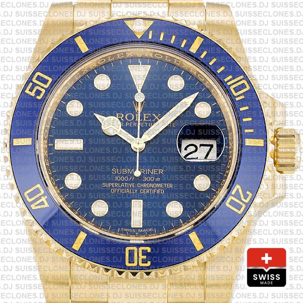 Rolex Submariner 18k Gold Blue Dial 40mm