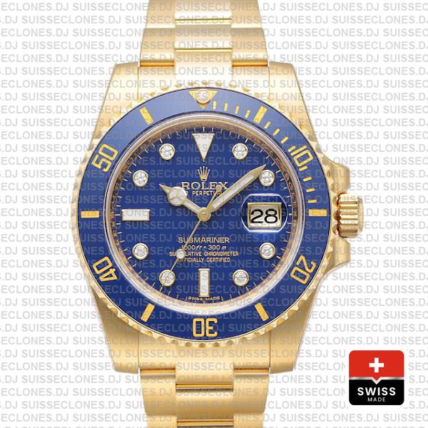 Rolex Submariner Gold Blue Diamond Dial | Rolex Replica