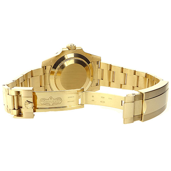Oyster Perpetual Rolex Submariner 18k Yellow Gold Blue Ceramic Bezel Watch