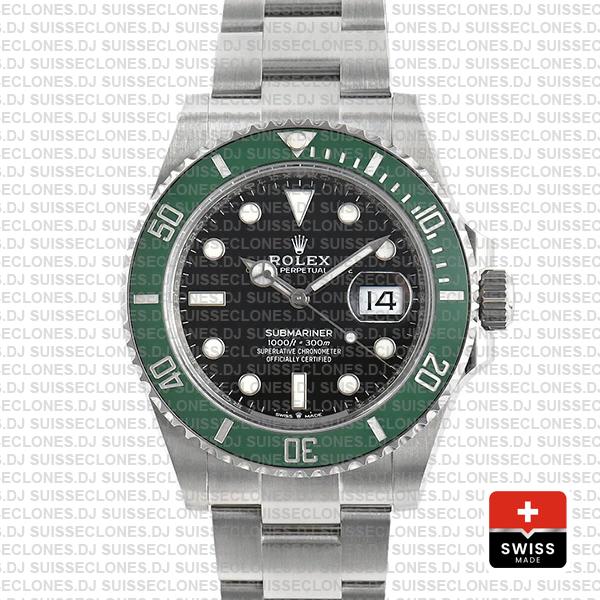 Rolex Submariner Green Ceramic Bezel Black Dial 41mm Watch