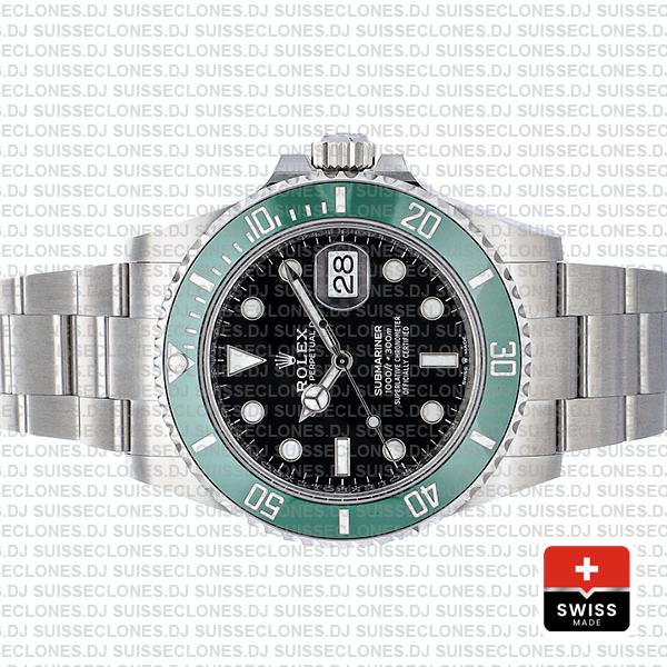 Rolex Submariner Green Ceramic Bezel Black Dial 41mm 904L Stainless Steel