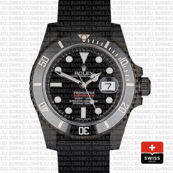 Rolex Submariner ProHunter 904L Steel DLC Black Dial NATO Strap Ceramic Bezel 40mm Swiss Replica Watch