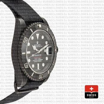 Rolex Submariner ProHunter 904L Steel DLC Black Dial NATO Strap Ceramic Bezel 40mm Swiss Replica Watch