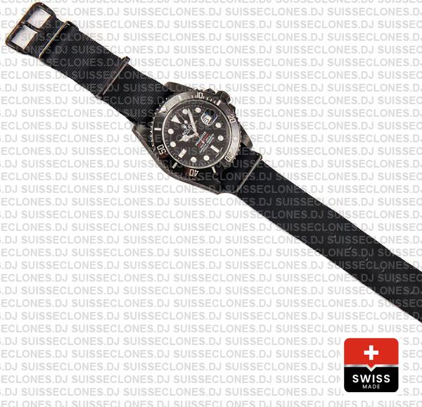 Rolex Submariner ProHunter 904L Steel DLC Black Dial NATO Strap Ceramic Bezel 40mm Swiss Replica Watch