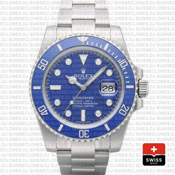 Rolex Submariner Stainless Steel Blue Diamond Dial Replica