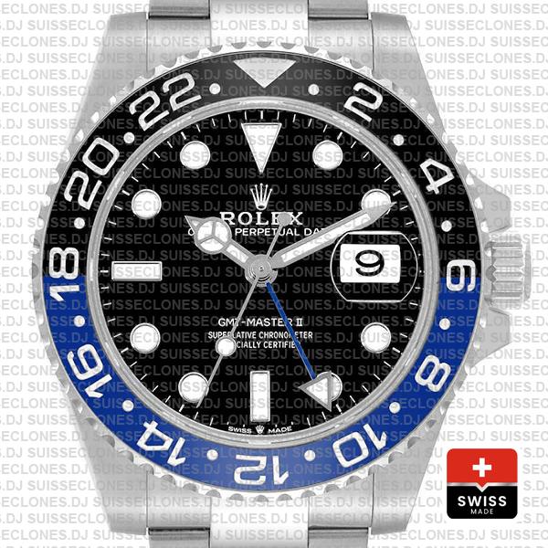 Rolex Gmt-master Ii Oyster Batman Blue/black Ceramic Bezel 904l Steel 40mm Ref.126710blnr Swiss Replica Supeclone Watch