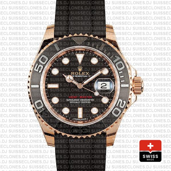 Rolex Yacht-Master Rose Gold Black Dial Rolex Replica Watch