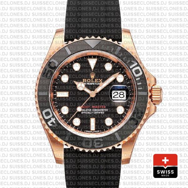 Rolex Yacht-Master Rose Gold Black Dial Rolex Replica Watch