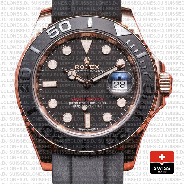 Rolex Yacht-Master Rose Gold Black Dial Rolex Replica Watch