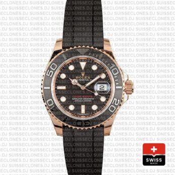 Rolex Yacht-Master Rose Gold Black Dial Rolex Replica Watch