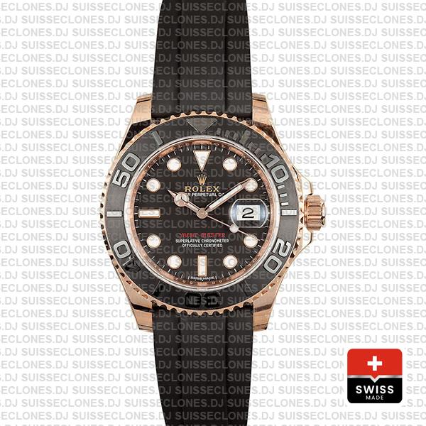 Rolex Yacht-Master Rose Gold Black Dial Rolex Replica Watch