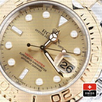 Rolex Yacht-Master 40mm Two-Tone 18k Yellow Gold 904L Steel Gold Dial Replica Waterproof Watch
