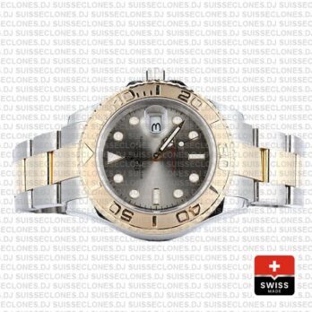 Rolex Yacht-Master 18k Yellow Gold Two-Tone 904L Steel Bracelet with Slate Grey Dial Luminous Markers 40mm