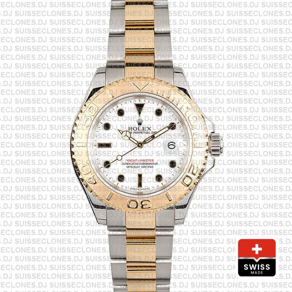 Rolex Yacht-Master Yellow Gold Two-Tone White Dial Swiss Replica Watch