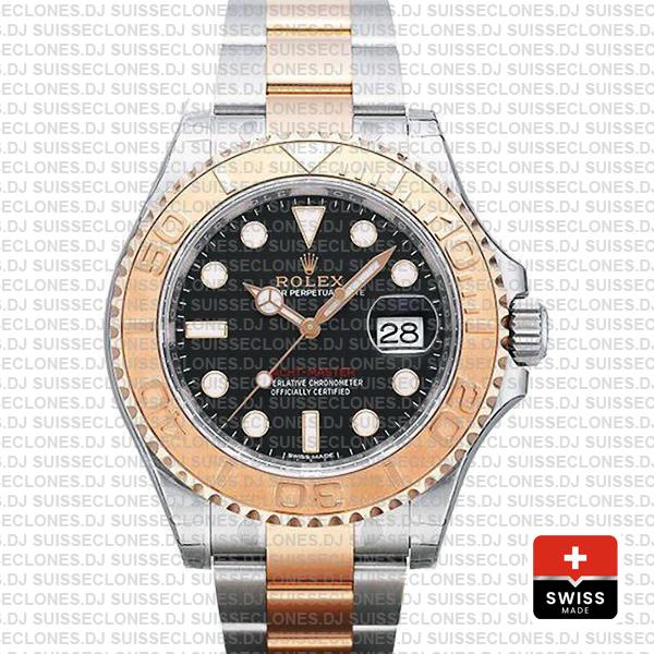 Rolex Yacht-Master Two-Tone Black Dial | Rose Gold Replica
