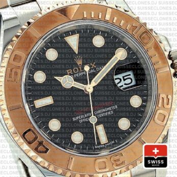 Rolex Yacht-Master 18k Rose Gold Two-Tone, Stainless Steel Black Dial 40mm Oyster Bracelet