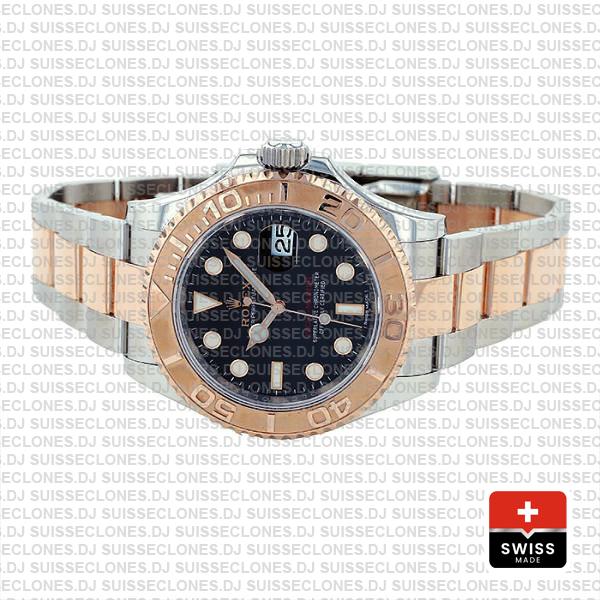 Rolex Yacht-Master 18k Rose Gold Two-Tone, Stainless Steel Black Dial 40mm Oyster Bracelet