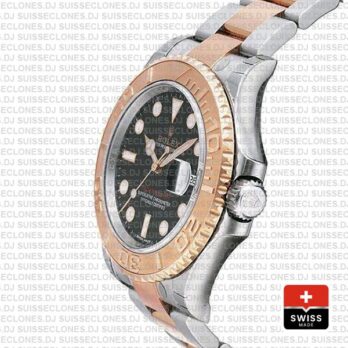 Rolex Yacht-Master Two-Tone Black Dial Rose Gold Replica Watch