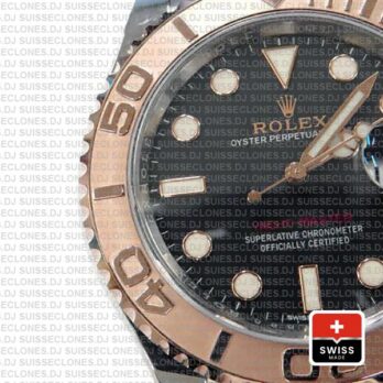 Rolex Yacht-Master Two-Tone Black Dial Rose Gold Rolex Replica Watch