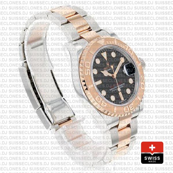 Rolex Yacht-Master 18k Rose Gold Two-Tone, Stainless Steel Black Dial 40mm Oyster Bracelet